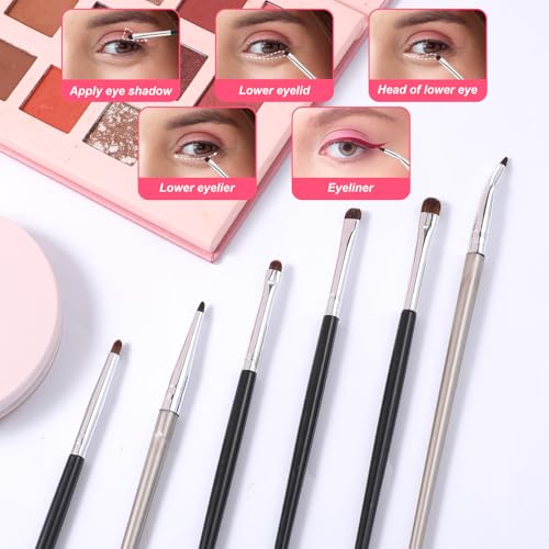 Tweruna 6 PCS Small Eyeshadow Brush Set, Mini Smudge & Detail Brushes