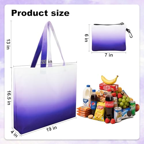 HOLYLUCK Gradient Purple Foldable 20L Reusable Tote Bag with Detachable Small Bag
