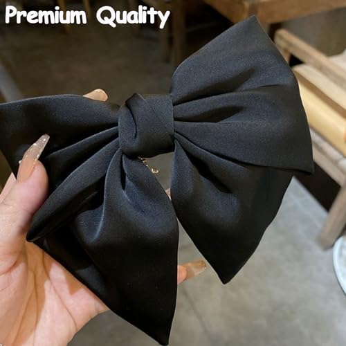 iRIIRIO 3-Piece Satin Bow Hair Barrettes with Metal Clips for Women