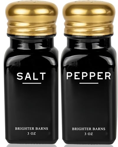 Brighter Barns Modern Black and Gold Salt and Pepper Shakers Set