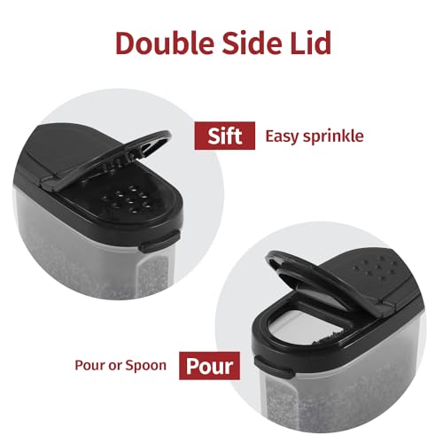 SIGNORA WARE Airtight Spice Jars Set - 8 oz Refillable Containers with Dual Pour/Sift Lids