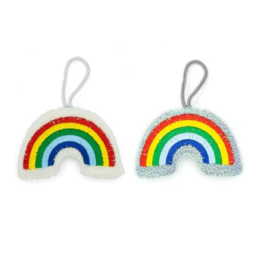 Kikkerland Rainbow Kitchen Sponges - Set of 2 Colorful Nylon Scrubbers