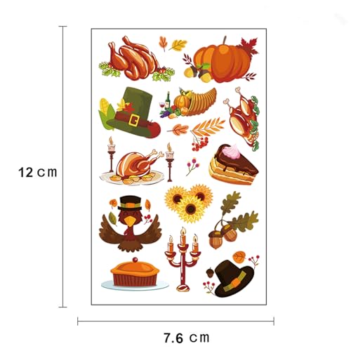 Felico Thanksgiving Temporary Tattoos - 200 Pcs Autumn Harvest Fake Tattoos for Kids Party Favors and Goody Bag Fillers