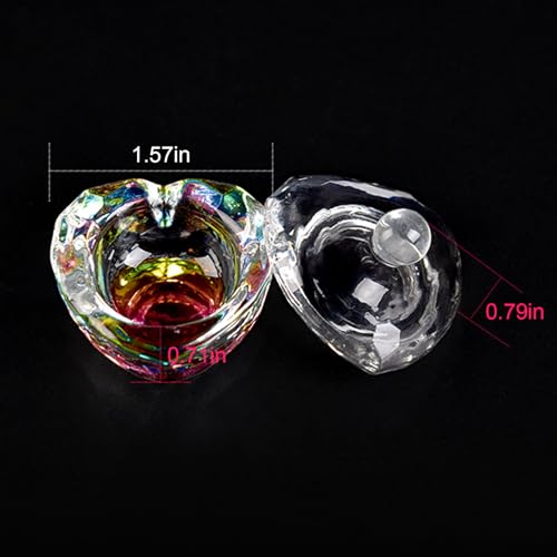Glass Nail Dappen Dish with Lid Heart Shape Acrylic Liquid Powder Cup