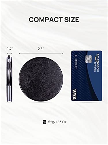 OMIRO 1X/10X Compact Magnifying Mirror for Travel - 2.8 in Black PU Leather
