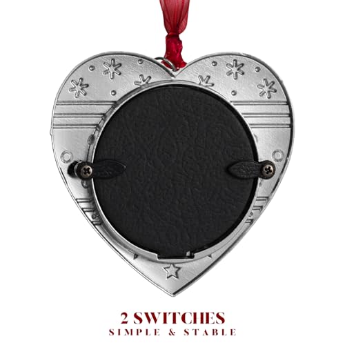 Christmas Tree Ornament Photo Frame - Personalized Holiday Keepsake Pendant with 2-Inch Photo Insert, Red White Silver
