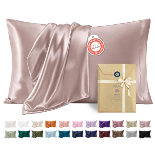 Bedsure Satin Pillowcases Set of 2 - Silky Dusty Rose, 20" x 26"