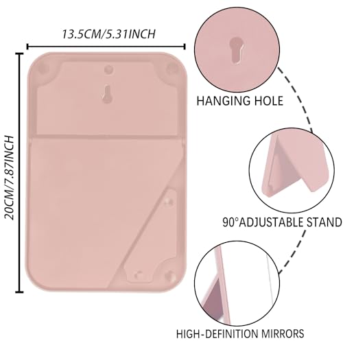 Pink 8-Inch Foldable Makeup Mirror with Stand - Dual-Purpose