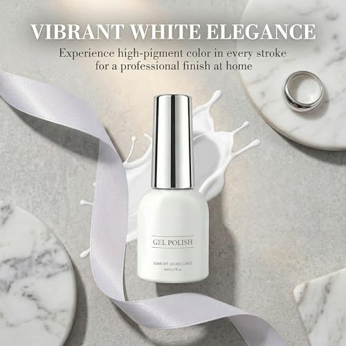 Finenohoory White Gel Nail Polish 8ml UV LED Soak Off Long Lasting