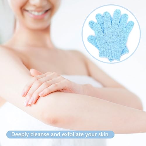 BlingKingdom Exfoliating Bath Gloves 1 Pair - Blue Body Scrub Mitts