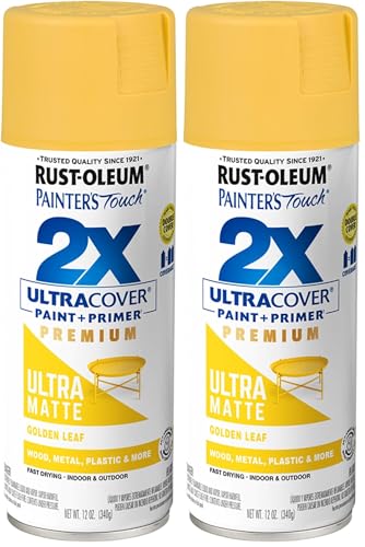 Rust-Oleum Painter's Touch 2X Ultra Cover Spray Paint - 12 oz, Ultra Matte Golden Leaf (Pack of 2)