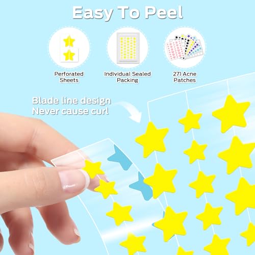 VOZRO Cute Pimple Patches - 271 Count Colorful Hydrocolloid Acne Stickers with Salicylic Acid & Tea Tree Oil