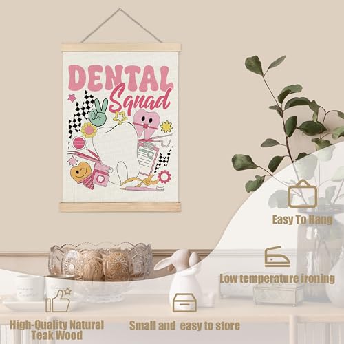 Dentist Wall Art Poster - 12x16 Inch Pink Dental Clinic Canvas Decor
