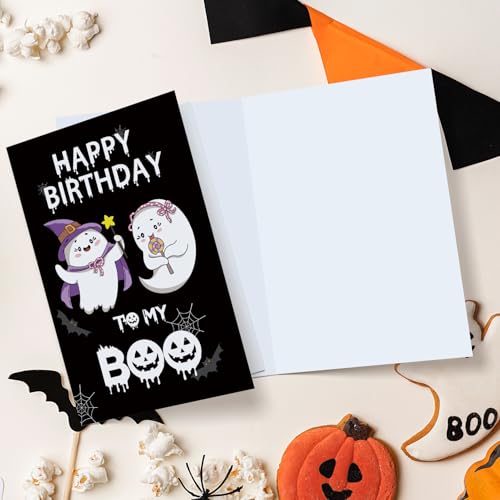 Chenive Cute Ghost Birthday Card for Partner - Funny Spooky Bday Card