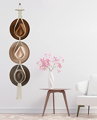 Bohemian Hat Rack for Wall - Hand-Woven Cotton Organizer