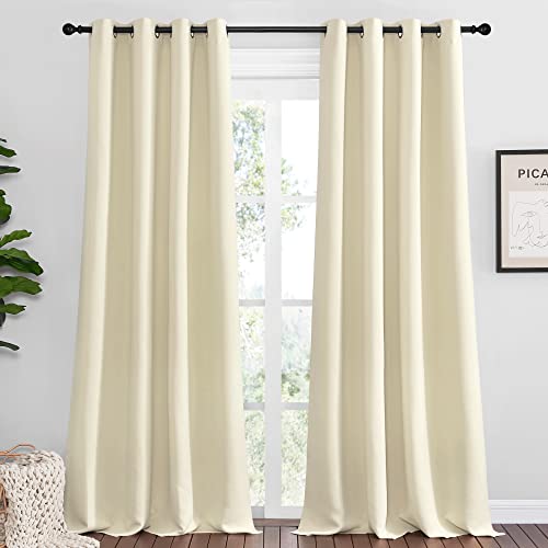 NICETOWN Beige Blackout Curtains 55x96 Inch, Set of 2 Grommet Drapes