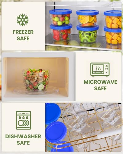 LUOFNI 6 Pack 17 Oz Blue Reusable Freezer Storage Containers - Airtight, Leakproof, BPA Free