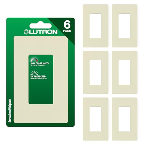 Lutron Claro 1-Gang Screwless Wallplate for Decorator Switches, Almond, 6 Pack