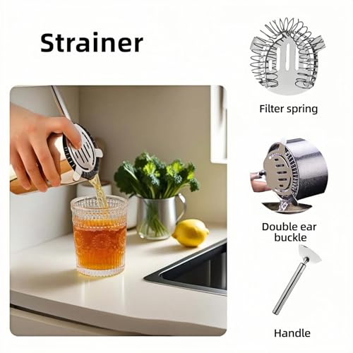 Professional Cocktail Strainer - 304 Stainless Steel, Leak-Proof & Dishwasher Safe