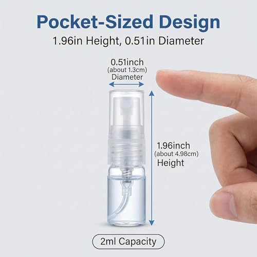 SYBL Mini Glass Spray Bottles 2ml 12-Pack Refillable Fine Mist Atomizers