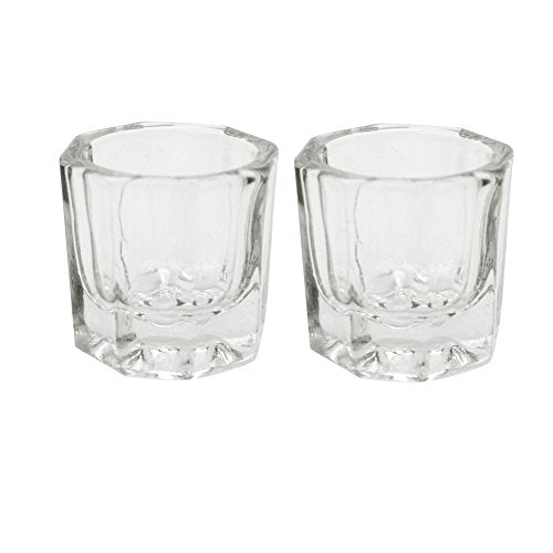 PandaSpa Glass Dappen Dish Crystal Bowl for Acrylic Nail Liquid Powder (2 Pack)
