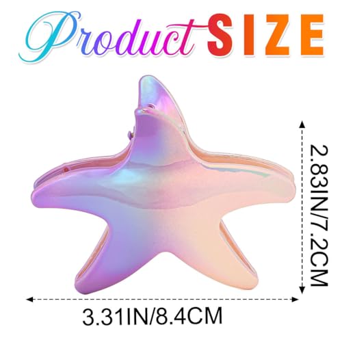 BARTOSI Acrylic Beach Hair Claw Clips Seashell Starfish Hair Accessories 2-Pack