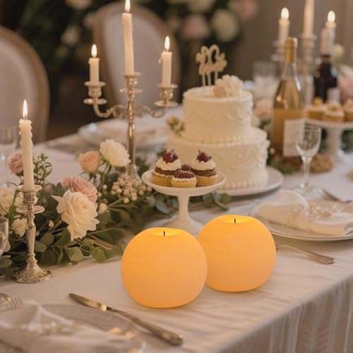 Ivory Flameless Candles with Remote & Timer - 4-Inch LED Battery Operated Round Candle 2 Pack for Christmas & Home Decor