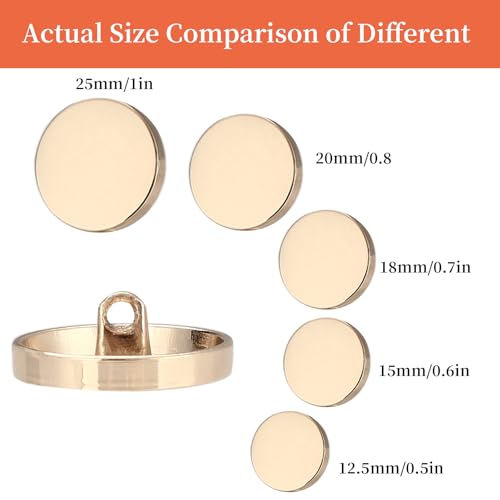 Premium Gold Metal Buttons Set - 0.6 inches, 8-Piece for Clothing
