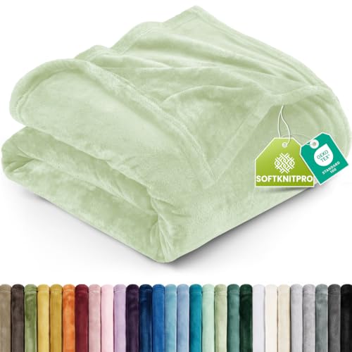 Utopia Bedding Queen Size Fleece Blanket - Sage Green (90x90 Inch)
