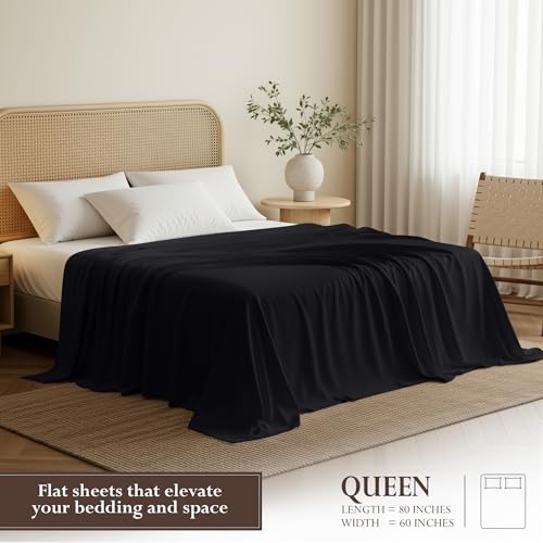 Utopia Bedding Queen Flat Sheet - Ultra Soft Brushed Microfiber, Black
