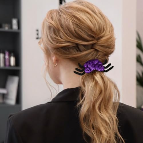 Halloween Scrunchies Gothic Spider Bat Hair Elastic Ponytail Holders 3Pcs