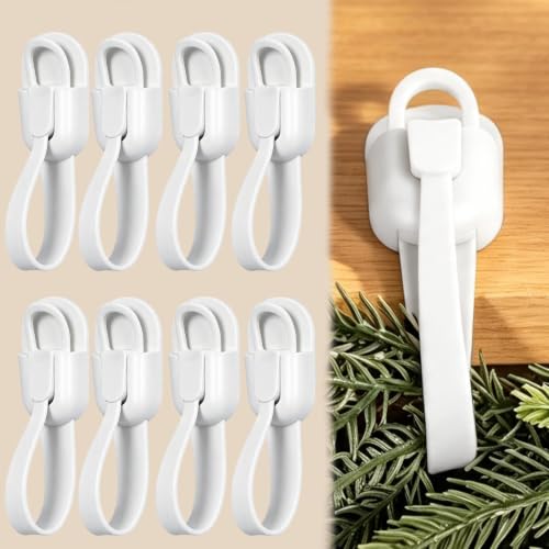 White 16Pcs Christmas Garland Hangers for Mantle Wreath & Stockings Silicone Hooks