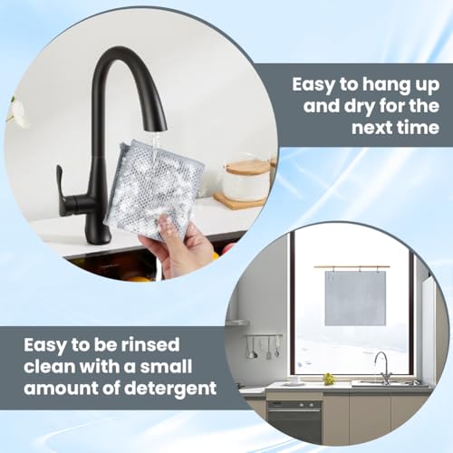 AUAUY Non-Scratch Wire Dishcloths 12-Pack, 2-Layer Mesh Cleaning Rags