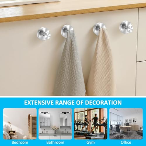 Ghyxfdai Silver-R Suction Cup Hooks - 2Pcs Heavy Duty Stainless Steel for Bathroom & Kitchen