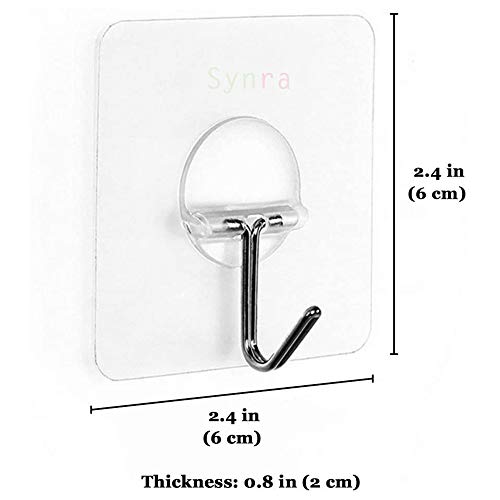 Synra Transparent Adhesive Wall Hooks - 8 Pack, Rotatable & Reusable