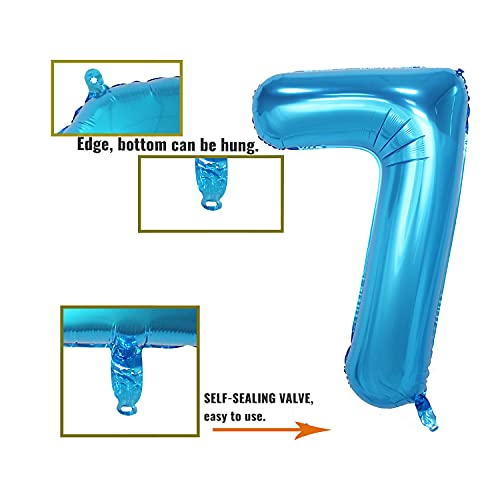 40 Inch Blue Number 7 Foil Balloon Kit - Helium Compatible