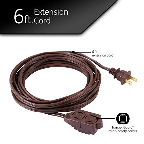 GE 3-Outlet Extension Cord 6 Ft - Brown Power Strip
