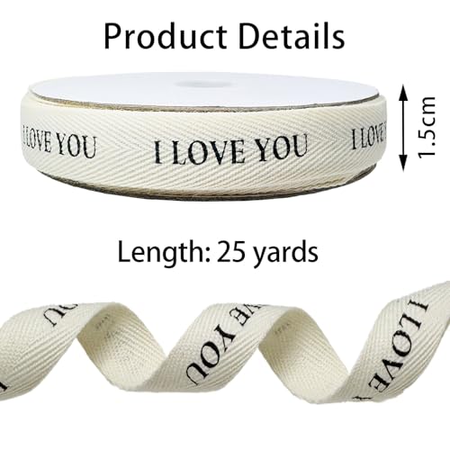 AEVORA 5/8 Inch Cotton Herringbone Ribbon 25 Yards for Gift Wrapping and Crafts
