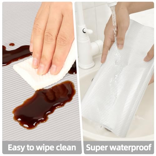 Yeezube Non-Slip Shelf Liner - 12 Inch x 20 FT Clear Stripe Drawer Liner