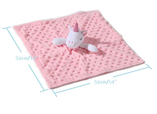 CREVENT Cozy Plush Baby Security Blanket - Pink Unicorn Lovey