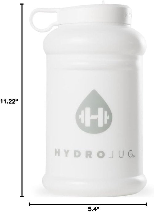 HydroJug Half Gallon Water Bottle | 73oz Refillable & Reusable Jug with Carry Handle - Leakproof & BPA Free, White (Pro Jug V2)