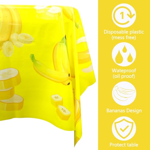 Banana Party Tablecloths - 4 Pack Waterproof Table Covers 86" x 51"