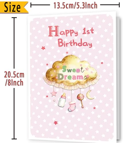 Happy 1st Birthday Card for Girl - Special Gift from Parents