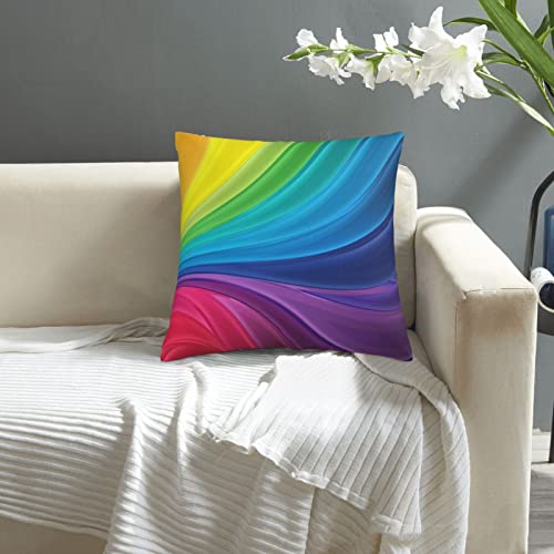 VARUN Rainbow Stripe Throw Pillow Cover, 18x18 Inch Square Cushion Case - 5