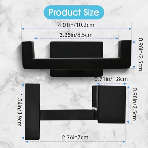 Double Towel Hook, Matte Black 304 Stainless Steel Wall Mount Robe Hook