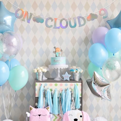 Holographic On Cloud 9 Birthday Decorations for Girls
