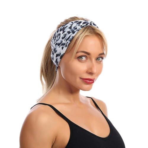 Tustao Leopard Print Cross Elastic Headband for Women Gym Workout