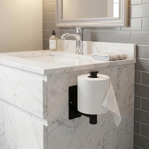 Black Toilet Paper Holder - Wall Mount, Adhesive or Screw Installation, Durable Stainless Steel