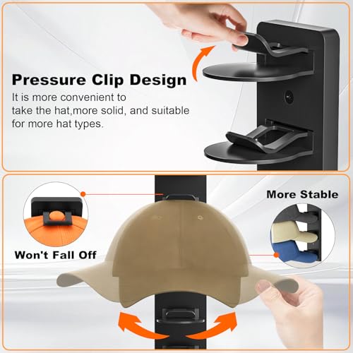 2 Pack Wall-Mount Hat Organizer for Baseball Caps - Space-Saving Rack