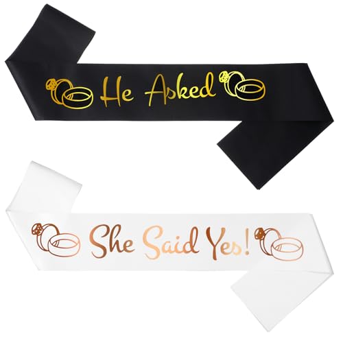 Bride & Groom Sash Set - Rose Gold & Gold Engagement Party Favors